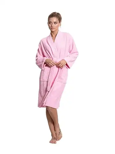 Turkuoise Soft & Absorbent Towel Robe, 100% Cotton Turkish Terry Cloth Kimono Bathrobes for Women