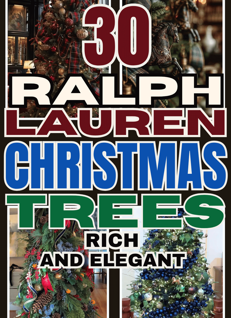30 Ralph Lauren Christmas tree ideas featuring plaid, equestrian accents, rich red, navy, green, and elegant holiday decorating inspiration.