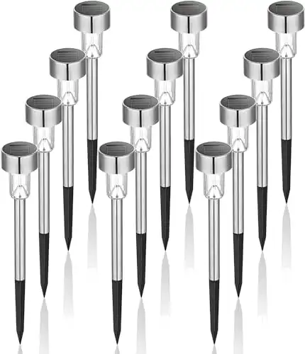 GIGALUMI Outdoor Waterproof Solar Garden Lights, 12 Pack Cold White